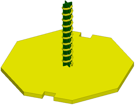 HFSS antenna example model, helical antenna with dielectric support on a finite ground plane