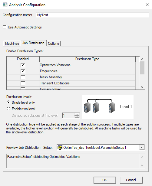 Analysis Configuration Window, Job Distribution tab. 