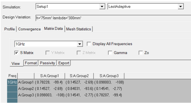 Matrix data tab.