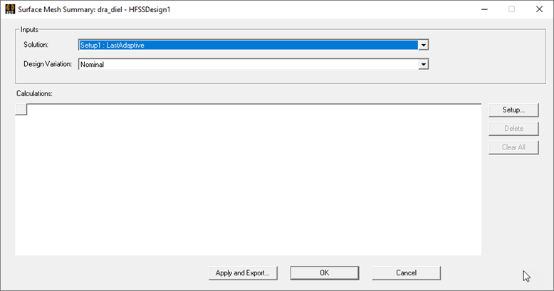 Surface Mesh Summary dialog.