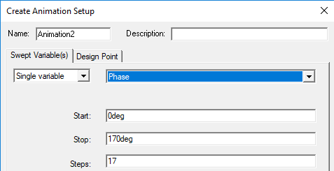 Create Animation Setup dialog.