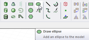 Draw ellipse icon selected in Draw ribbon.