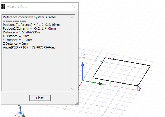 Modeler window. Measure Data dialog.