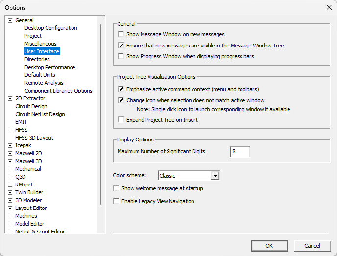 User Interface Options