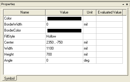 Symbol tab in the Properties window of AEDT. Information of modifiable attributes listed in tabular format. 