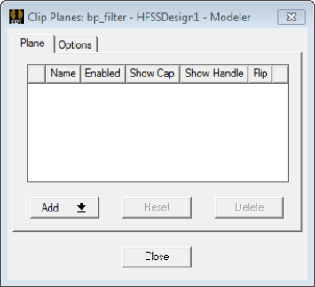 Clip Planes dialog, Plane tab.