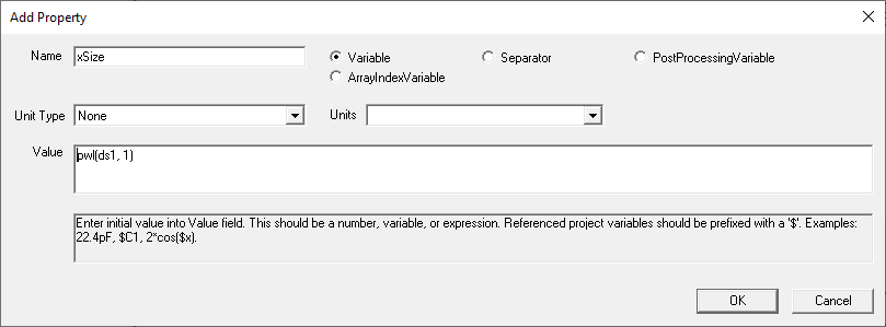 Add Property window