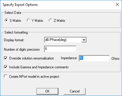 Specify Export Options