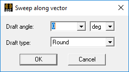 Sweep along vector dialog.