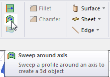 Sweep around axis icon.