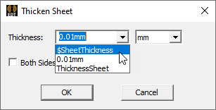Thicken Sheet dialog.