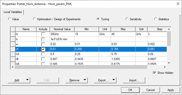 Tuning Window. Include highlighted.