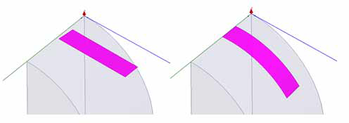 3D curved object with edge to the edge alignment before and after wrapping.