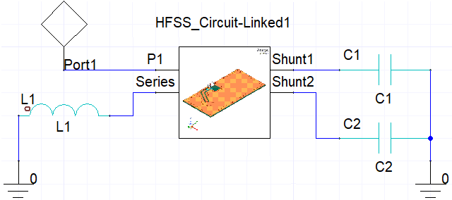 Schematic model of a linked Bluetooth chip antenna evaluation board and its matching network