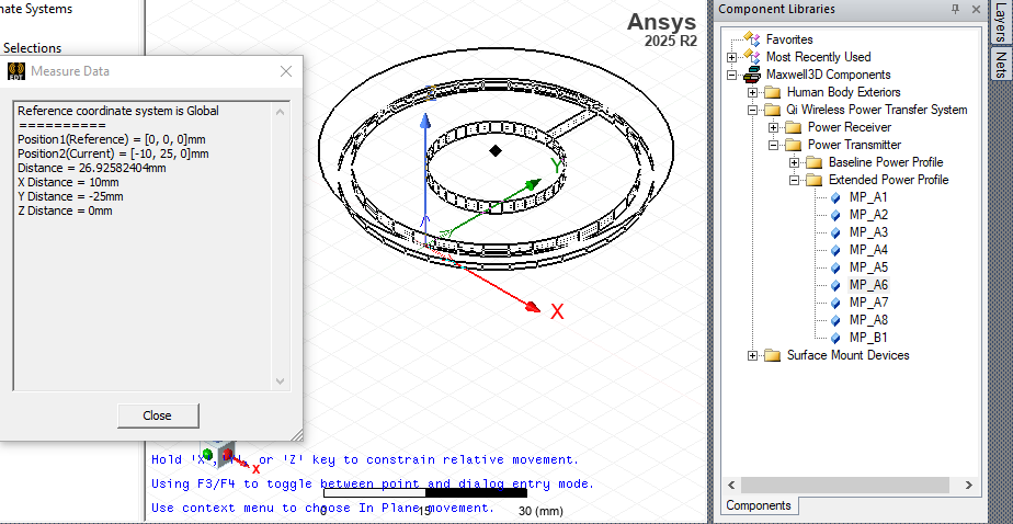 Outline of 3D component and its measured data appear when the component is dragged to the 3D Modeler window