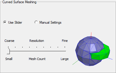 Curved Surface Meshing groupbox, mesh slider.