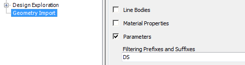 Geometry Import, FIltering Prefixes and Suffixes field.