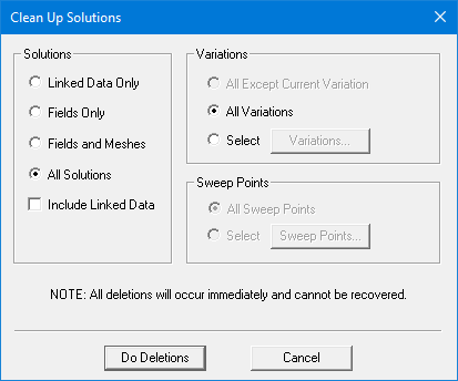 Clean Up Solutions dialog.