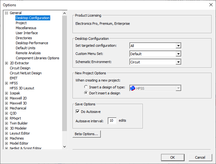 Desktop Configuration Options