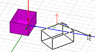 Model of box-shaped object and outline in new orientation.