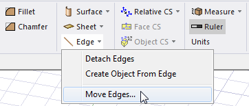 Edge drop-down menu. Move Edges option highlighted.