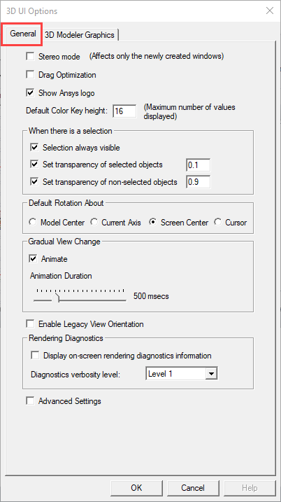 3D UI Options
