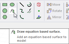 Draw equation based surface icon selected in Draw ribbon.