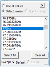 Frequency selection dialog.