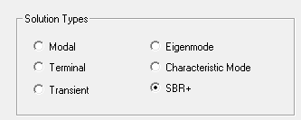 Solution Types groupbox, SBR+ selected.