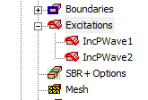 Project Tree, Excitations folder expanded.