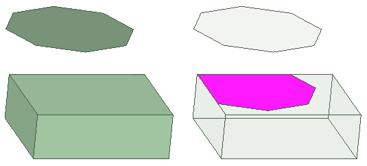 Model before and after imprinting sheet. The sheet is truncated after imprinting.