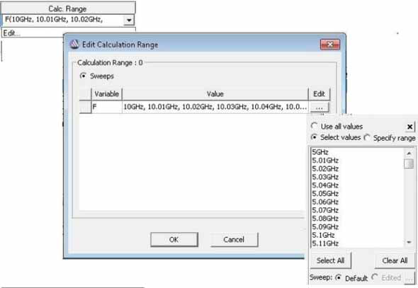 Edit Calculation Range window, edit button pressed, popup window. 