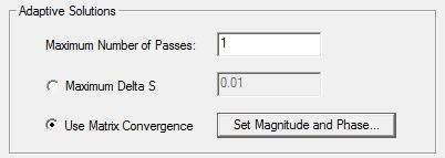 Adaptive Solutions groupbox, Use Matrix Convergence option enabled