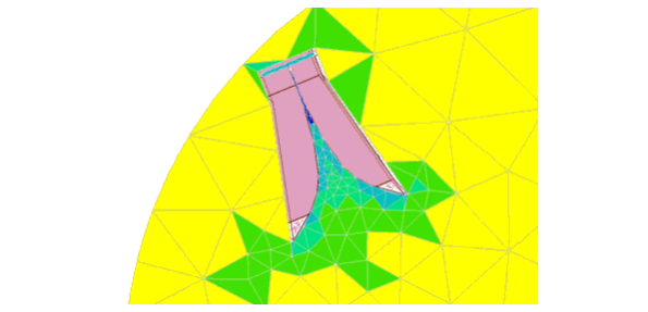 A cut-plane through an unstructured mesh model of a ground-penetrating radar 