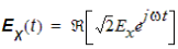 Equation for the physical electric field x-compnent at time t.