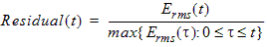 Equation for the maximum RMS value in time range 0 to t.