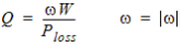 Equation for Q factor of resonant cavity.