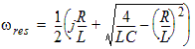 RLC equation solved for omega sub res.