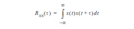 Autocorrelation function R sub chi chi of tau for a real valued deterministic signal with finite energy.