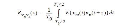 Cross-correlation function for cyclostationary, real-valued random digital signals.