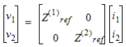 Matrix form equation for characteristic impedance.
