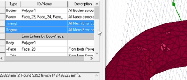 Triangle and Segment both selected, model mesh shown.