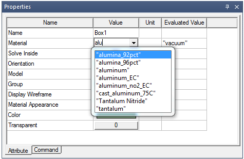 Properties window, attributes tab.