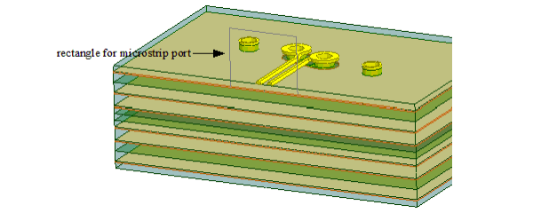Model with rectangle for microstrip defined.