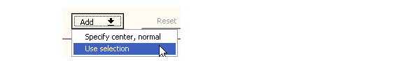 Add drop-down menu, Use Selection option highlighted.