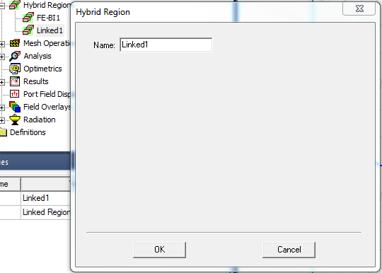 Hybrid Region dialog.