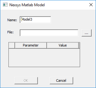 Nexsys Matlab Model dialog.