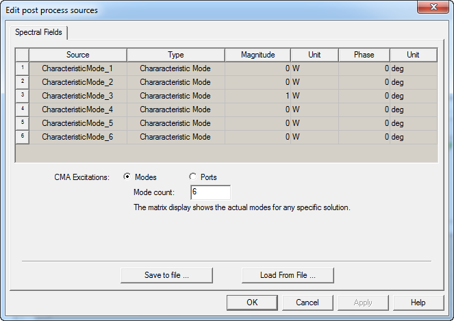 Edit Post Process Sources dialog.