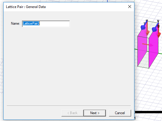Lattice Pair: General Data dialog.