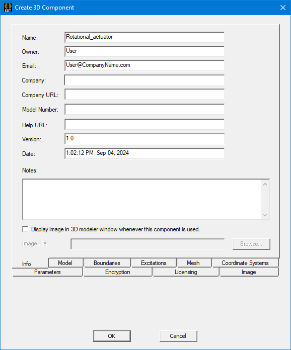 Create 3D Component dialog box.